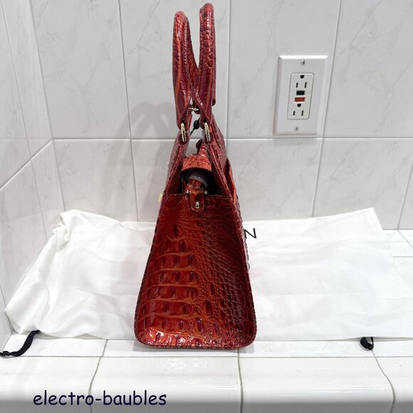 NWT Brahmin Adrian Radiant Red Melbourne Embossed Leather Satchel - CHRISTMAS! - Picture 10 of 13